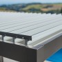Detailaufnahme der Biohort Pergola in Dunkelgrau-Metallic mit Lamellendach.