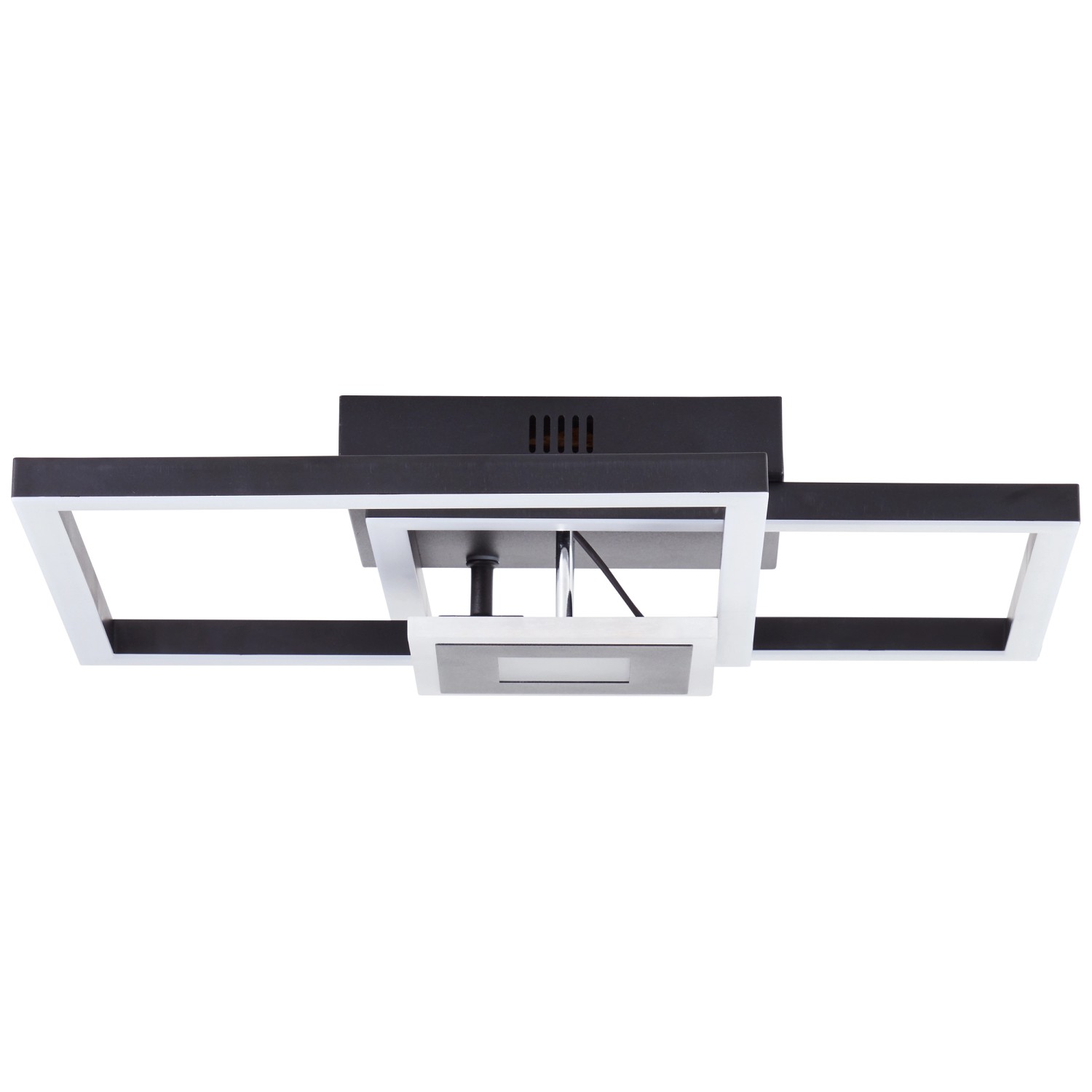 Moderne, schwarze LED-Deckenleuchte Lenora, 40x40 cm, mit schwenkbaren Elementen für flexible Beleuchtung.