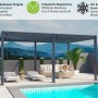 Anthrazit Weide Deluxe Aluminium Terrassenüberdachung 3,6x5,3m mit verstellbaren Lamellen am Pool.