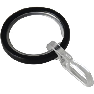 Gardinia Chicago Gardinenring, Ø 20mm, Schwarz-Matt, mit Faltenhaken.