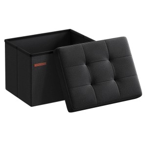 Schwarze Songmics Sitzbank Minota mit Stauraum und abnehmbarem Deckel.