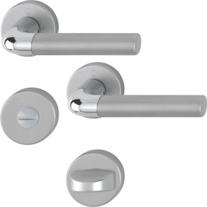 Hoppe Rosetten-Garnitur Bremen, verchromt/Alu Stahl matt, WC-Türbeschlag