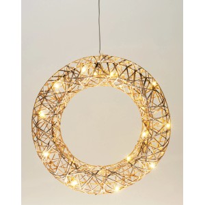 Weihnachts-Deko Kranz 20 LEDs Warmweiß Eisen 30 x 7 x 30 cm Gold