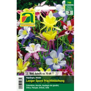 Austrosaat Akelei Saatgut, Langer Sporn Prachtmischung mit mehrfarbigen Blüten.