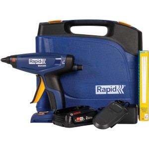 Rapid Akku-Heißklebepistole BGX500 18 V mit Akku, Ladegerät und Koffer.