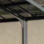 Detailansicht des Palram Canopia Arizona Breeze Carport in Anthrazit, Fokus auf Stützpfosten und Dachkonstruktion.