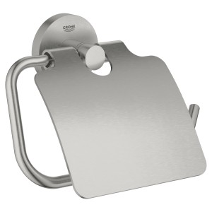 Grohe QuickFix WC-Papierhalter mit Deckel in Edelstahloptik.
