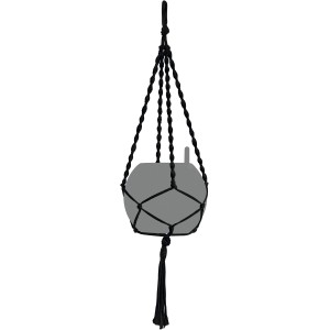 Schwarze Lechuza Makramee Hängeampel Cotton Boho 90 für Pflanzgefäße, 22x14 cm.