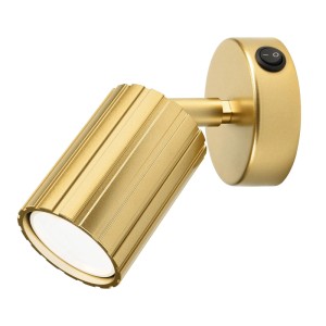 Goldene Lamkur Wandleuchte Prisma mit Schalter, geriffelt, Schirm Ø 8x16 cm.