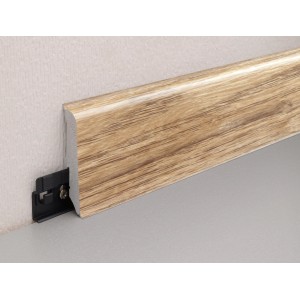 FN Neuhofer Sockelleiste K0210L Smokey Oak Gold, PVC-Leiste mit Clip-System und Dichtlippe.