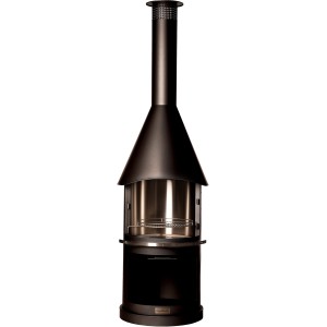 Buschbeck Gartengrillkamin Sydney, schwarz, mit Edelstahl-Grillrost und doppelwandigem Brennraum.