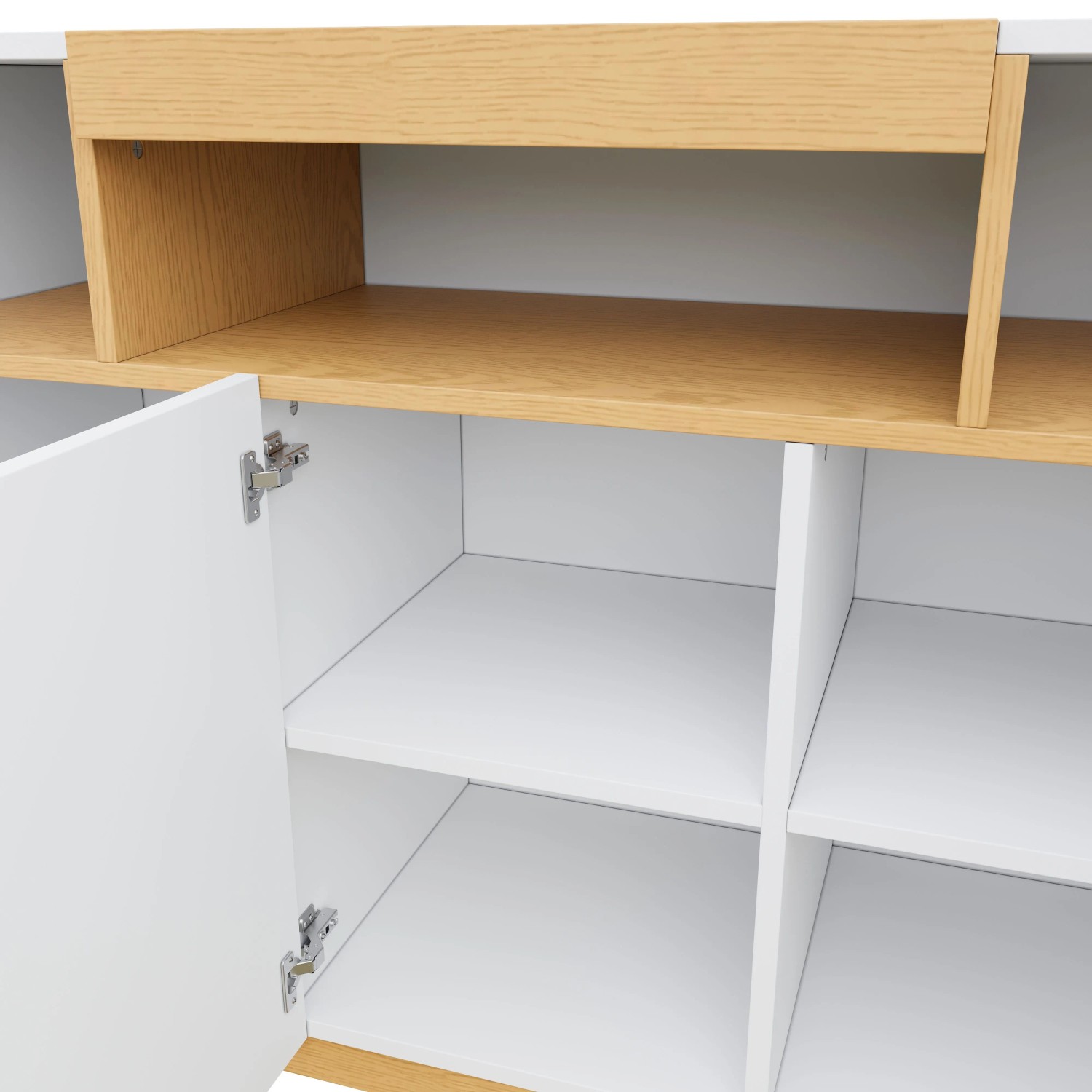 okwish Sideboard mit 3 Türen Wohnzimmer Esszimmer 120.5x42x96cm Weiß_8
