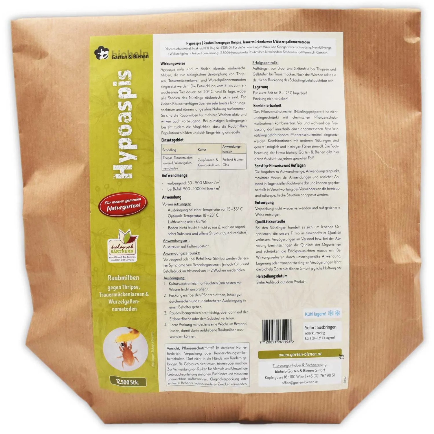 Biohelp Raubmilben gegen Thripse, Trauermücke und Wurzelgallennematoden, 12.500 Stk. Packung.