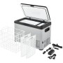 AEG Kompressor-Kühlbox KK 30 (30 l) in Grau-Schwarz mit Zubehör, Deckel geöffnet.