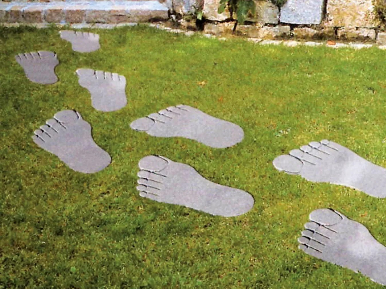 Ecosoul Gusseisen Trittsteine Füße 2er-Set - 14x30cm Gartenweg Dekoration | Schwarz Wetterfest