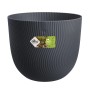 Schwarzer Elho Blumentopf Sereh, Ø 25 cm, mit geriffelter Oberfläche. Ideal für Blumen und Pflanzen.