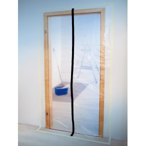 LUX Folientür mit Reißverschluss, 2,1x1,1m, zum staubdichten Verschließen von Türen während Renovierungsarbeiten.