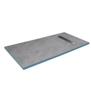Aurlane befliesbares Showerboard 90x160 mit silbernem Ablaufkanal.