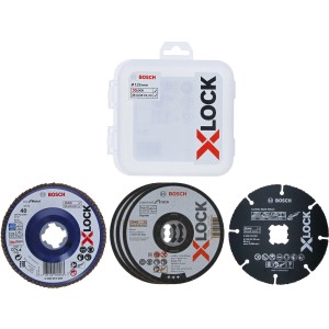 Bosch X-Lock Set: Trennscheiben, Fächerschleifscheibe, Carbide Multi Wheel, 125 mm, Zubehör für Winkelschleifer.