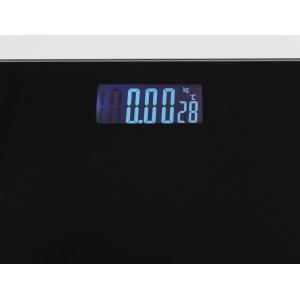 Digitale Wenko Personenwaage aus Glas, schwarzes Design mit LCD-Anzeige.