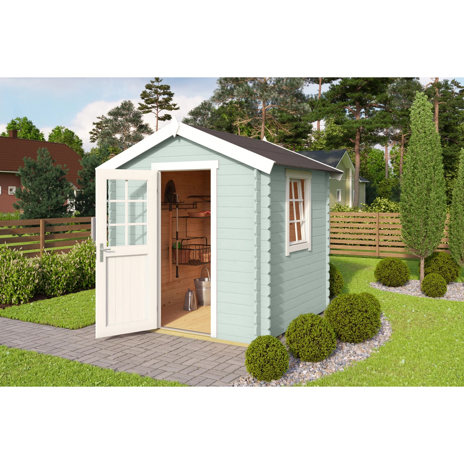 Lasita Holz-Gartenhaus Wels 1 Gletschergr&uuml;n 231 cm x 220 cm kaufen bei OBI