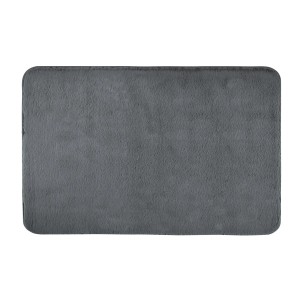 Graue Wenko Badematte Saravan, 50x80 cm, flauschiger Badteppich für Badezimmer.