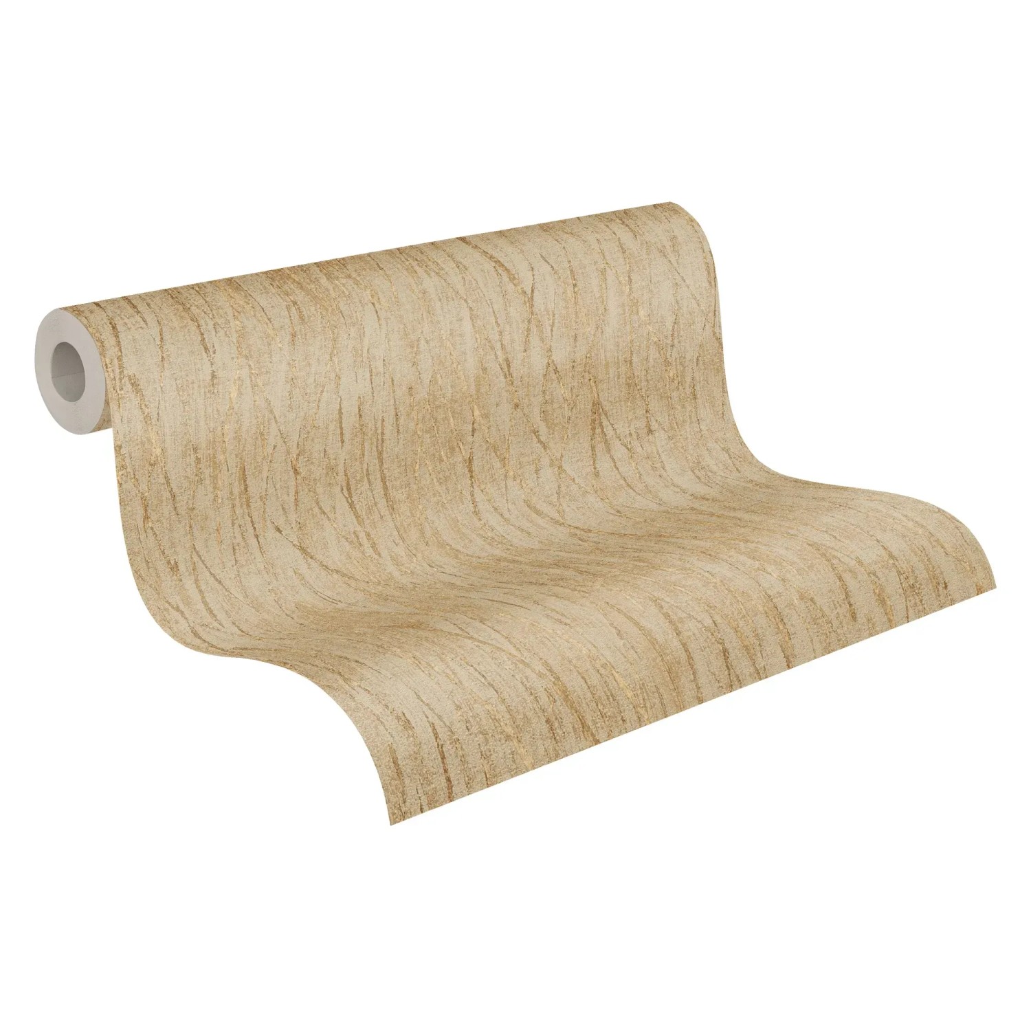 Vliestapete in Braun mit Metallic-Glanz und Struktur-Muster, Rolle.