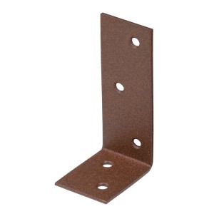 Alberts Duravis Balkenwinkel, rostbraun, ungleichschenklig, 40x80x30 mm, mit Löchern.