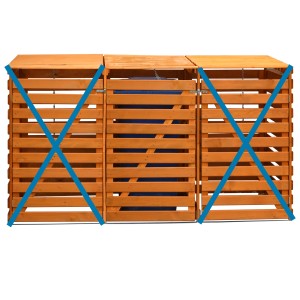 Erweiterung für Mülltonnenbox Vario V, Honigbraun, aus Kiefernholz für bis zu drei Mülltonnen.