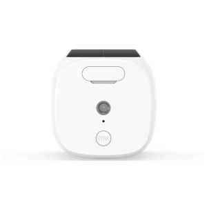 Weiße Eufy eufyCam S330 Überwachungskamera mit Homebase S380-Set, Frontansicht.