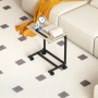 HOMCOM Beistelltisch Eiche, höhenverstellbar, mit Rollen, neben Sofa. Ideal als Laptoptisch im Wohnzimmer.