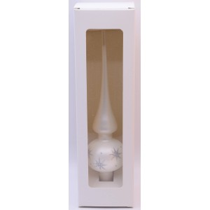 Vitbis Glas-Weihnachtsbaumspitze 6 cm Dekor Weiß-Matt