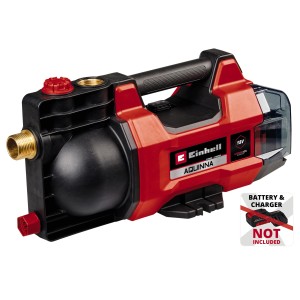 Einhell Akku-Gartenpumpe Aquinna 18/28, rot-schwarze Elektropumpe ohne Akku/Ladegerät.