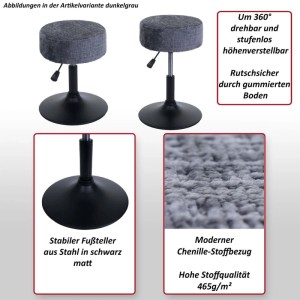 2er Set höhenverstellbare Hocker, terrakottafarbener Chenille-Stoffbezug, drehbar.