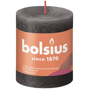 Bolsius Rustik-Kerze Shine, 80/68 mm, stürmisches Grau. Stumpenkerze für gemütliche Stunden.