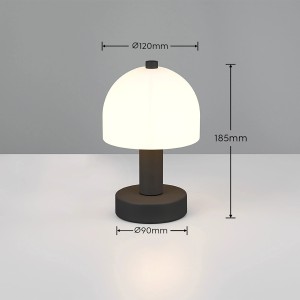 Schwarze Reality Tischleuchte Glenn, 19 cm hoch, für Wohn- und Schlafbereich.