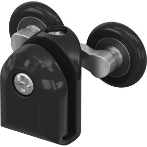 Schwarze baliv Türlaufrolle, doppelt, für Duschkabine Factory, 4er-Set.