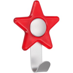 Roter Siro Garderobenhaken mit Stern aus Kunststoff und alufarbenem Haken.