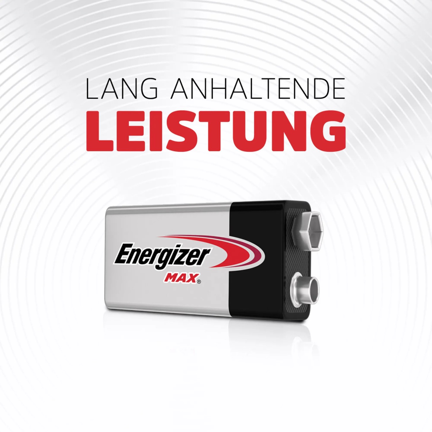Energizer Max 9V E-Block Alkaline Batterie für anspruchsvolle Geräte.