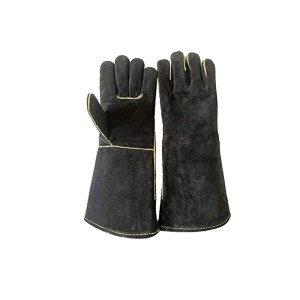 Sannover Grillhandschuhe Schwarzem Leder Hitzebeständig Kamin-Handschuhe