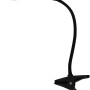 Schwarze Näve LED-Klemmleuchte Mamba mit flexiblem Arm und warmweißem Licht.