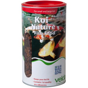 Velda Koi Nature Fischfutter 2,5l Dose mit Seidenraupen für Zierfische im Gartenteich.