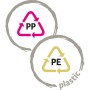 Recycling-Symbole für PP und PE Kunststoff des Scheurich Smilla Blumensprüher.