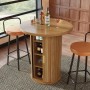 okwish Bartisch mit Stauraum MDF Holzoptik Bar Wohnzimmer 60x60x91.6cm Natur_3
