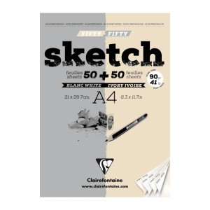Clairefontaine Skizzenblock Sketch A4 Weiß Elfenbein 90 g 100 Blatt