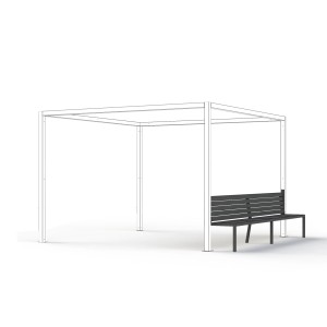 Siena Garden Bank Schattenmanufaktur für 4 Personen (300 cm) unter einem Pavillon.