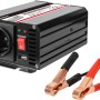 Eufab Spannungswandler 300W (12V auf 230V) mit Batterieklemmen, USB-Anschluss und Ein/Ausschalter.