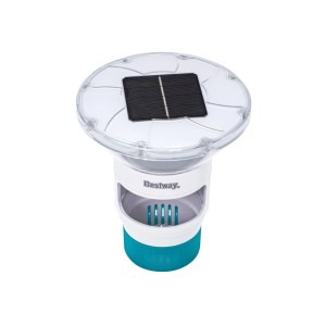 Bestway Chemikaliendosierer Solar Glow mit LED-Licht und Solarpanel, Dosierschwimmer für Pool.