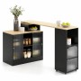 okwish Bartisch mit Drehbar Stauraum Beweglich Küche 135x39x105cm Schwarz_9