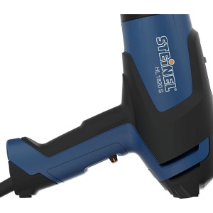 Blaues Steinel Heißluftgebläse HL 1820 S mit schwarzem Griffstück.